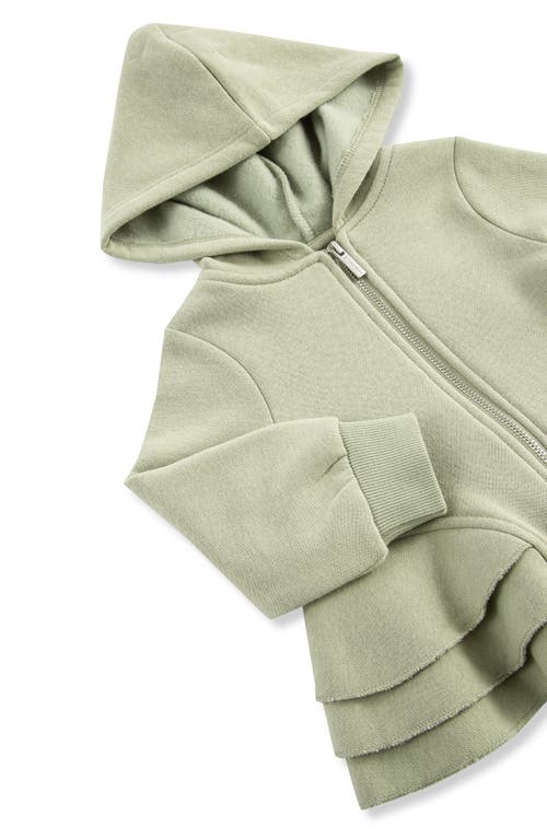 Habitual Kids Ruffle Trim Hoodie & Sweatpants Set In Green