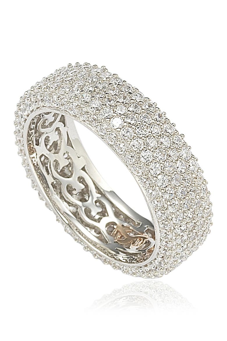 Sterling Silver White CZ Eternity Band Ring, Alternate, color, WHITE