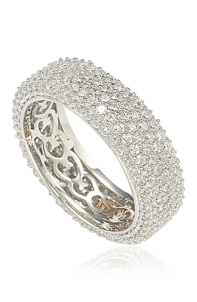 SUZY LEVIAN Sterling Silver White CZ Eternity Band Ring, Alternate, color, White