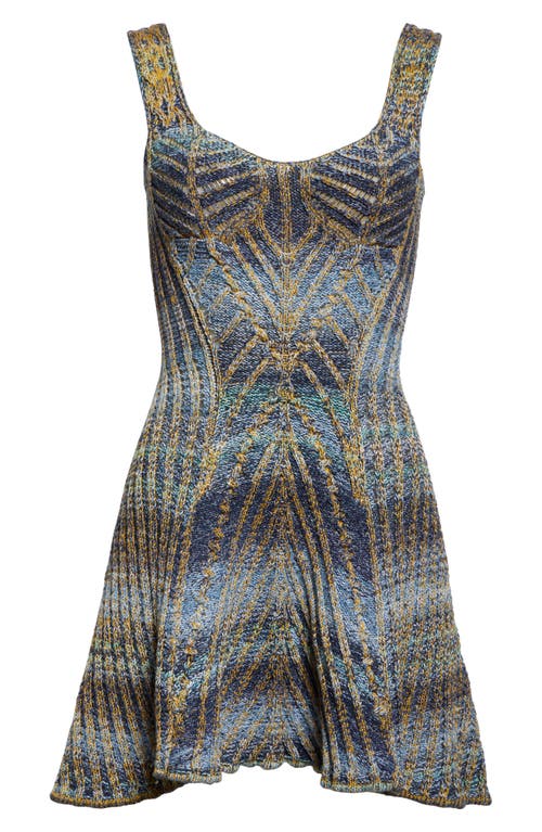 Paolina Russo Warrior Fit & Flare Mini Sweater Dress In Indigo