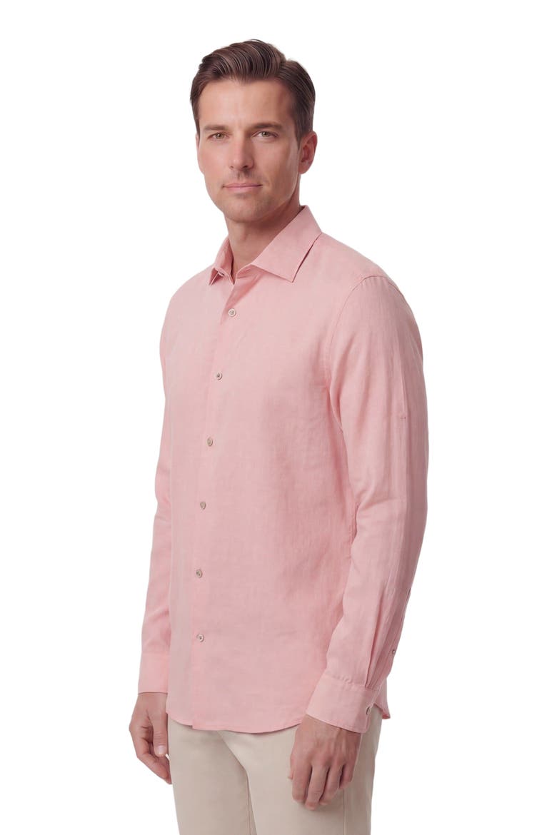 Linen Long Sleeve Shirt, Alternate, color, FRESH PINK