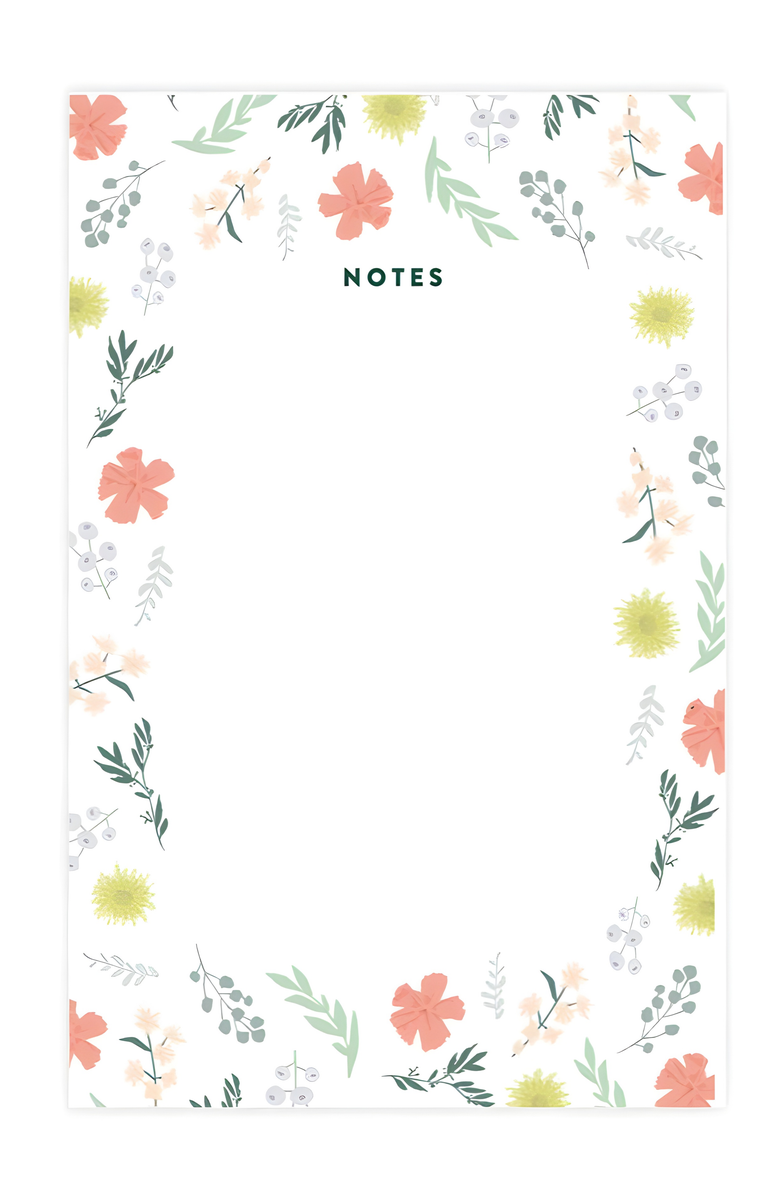 Joy Paper Co. Floral Notes Notepad, Main, color, White With Floral Print