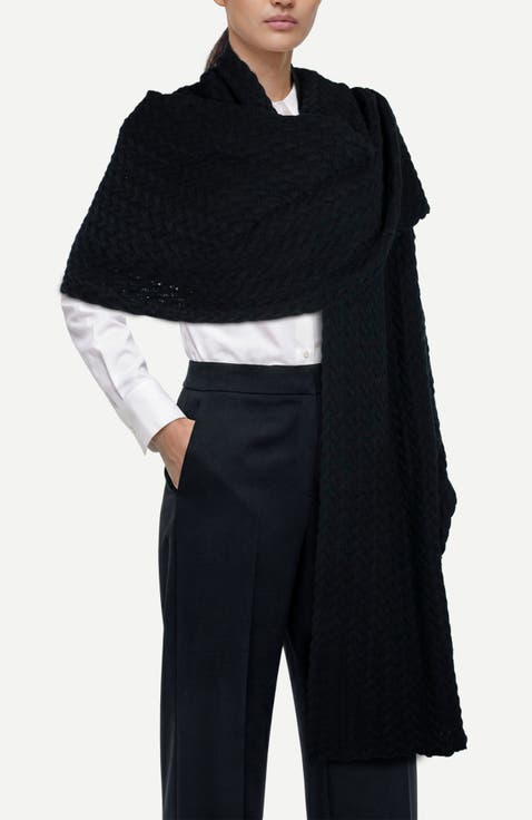 Cashmere wrap in basket weave stitch