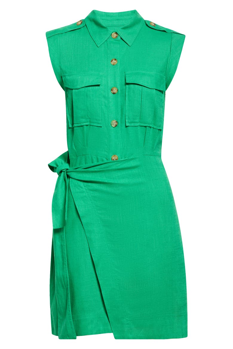 Giselle Sleeveless Cargo Shirtdress, Alternate, color, KELLY GREEN