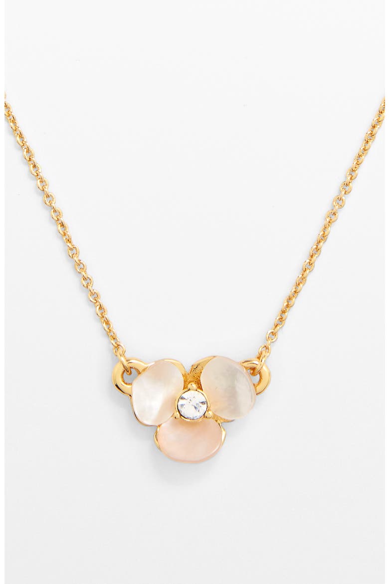 disco pansy pendant necklace, Main, color, CREAM/ CLEAR/ GOLD