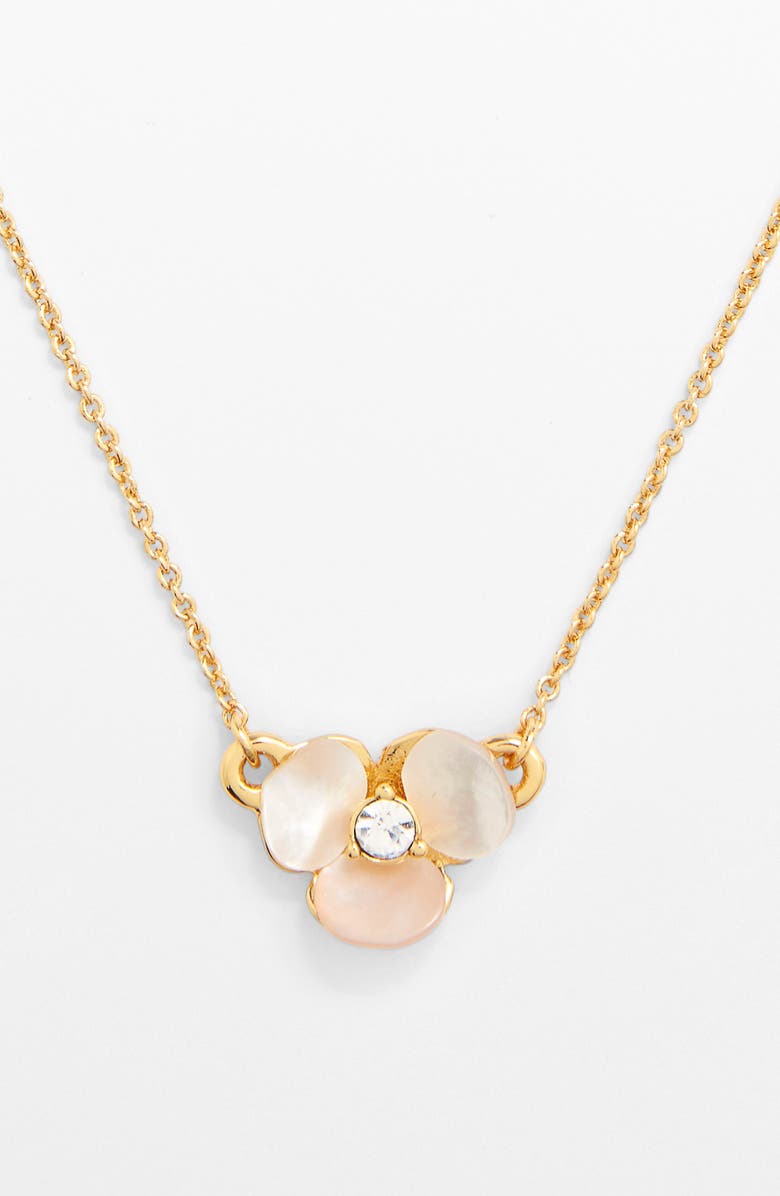 Kate Spade New York disco pansy pendant necklace, Main, color, Cream/ Clear/ Gold