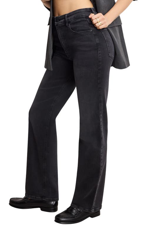 Good American Soft-tech Good True High Waist Straight Leg Jeans In Black