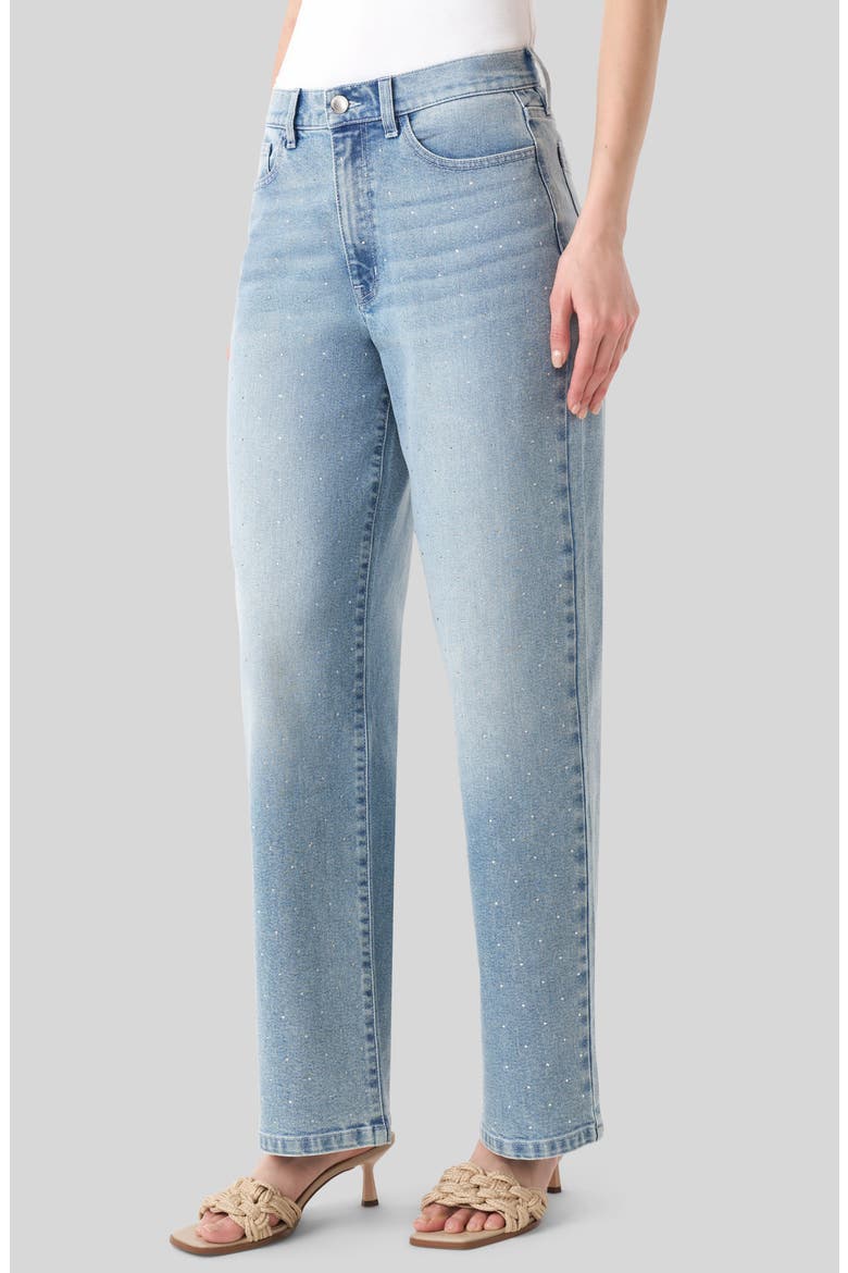 Crystal Embellished Wide Leg Jeans, Alternate, color, LIGHT WASH