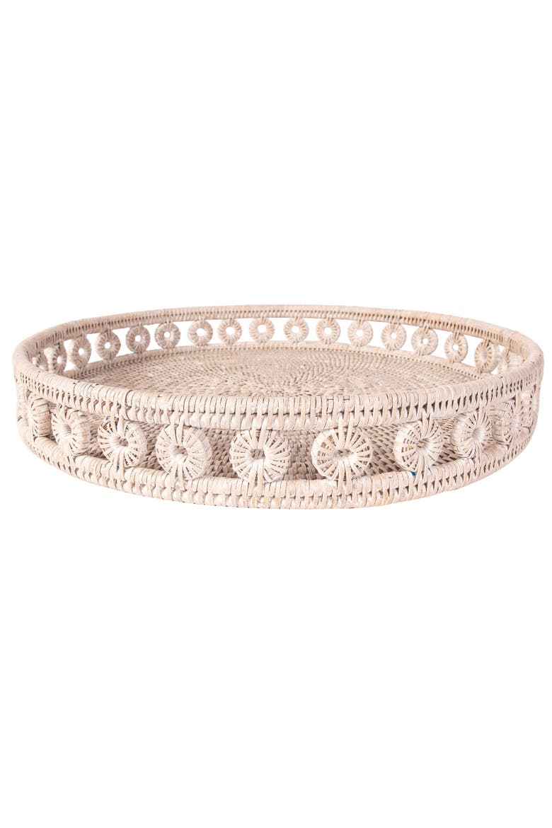 Artifacts Rattan Inna Design Round Tray, Alternate, color, White Wash
