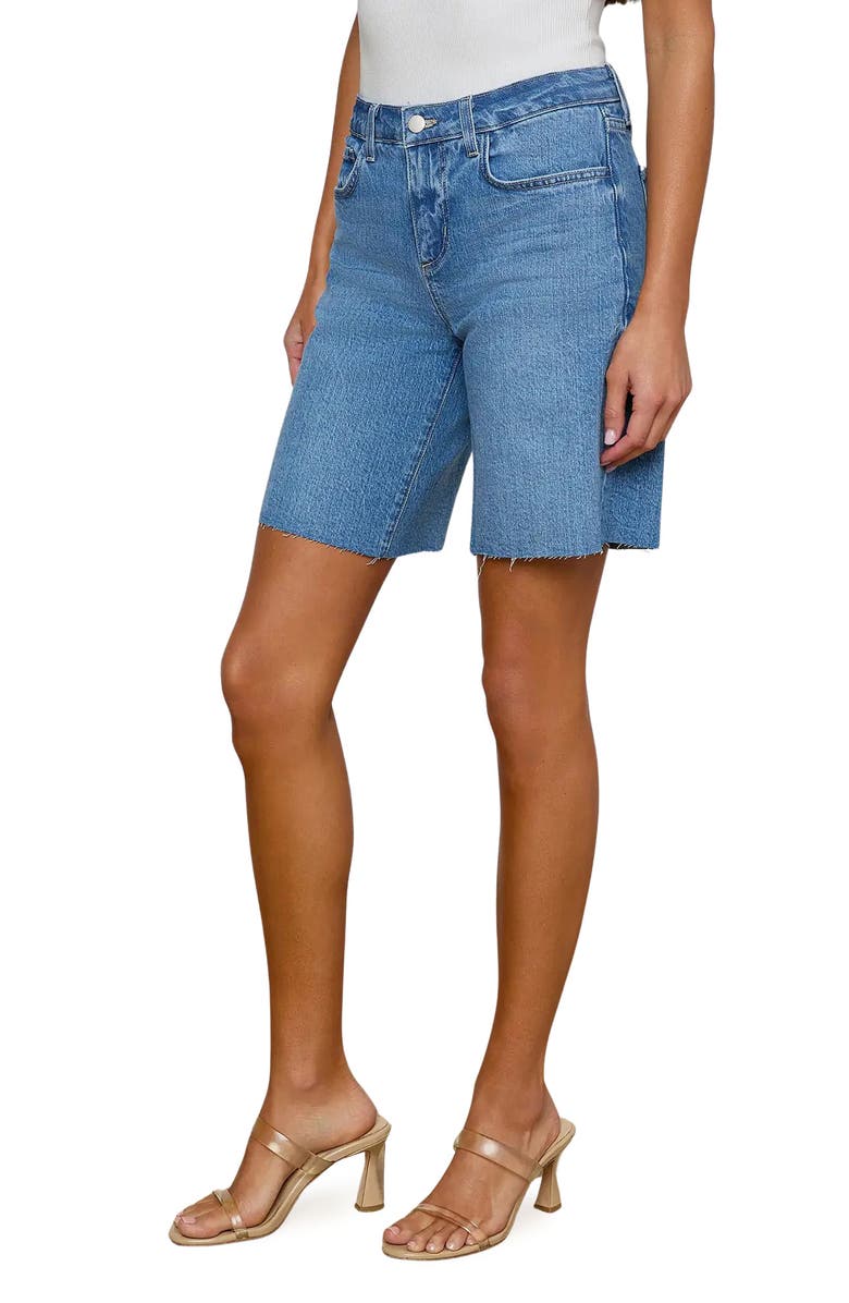 L'AGENCE River Raw Hem Denim Bermuda Shorts, Alternate, color, Scottsdale
