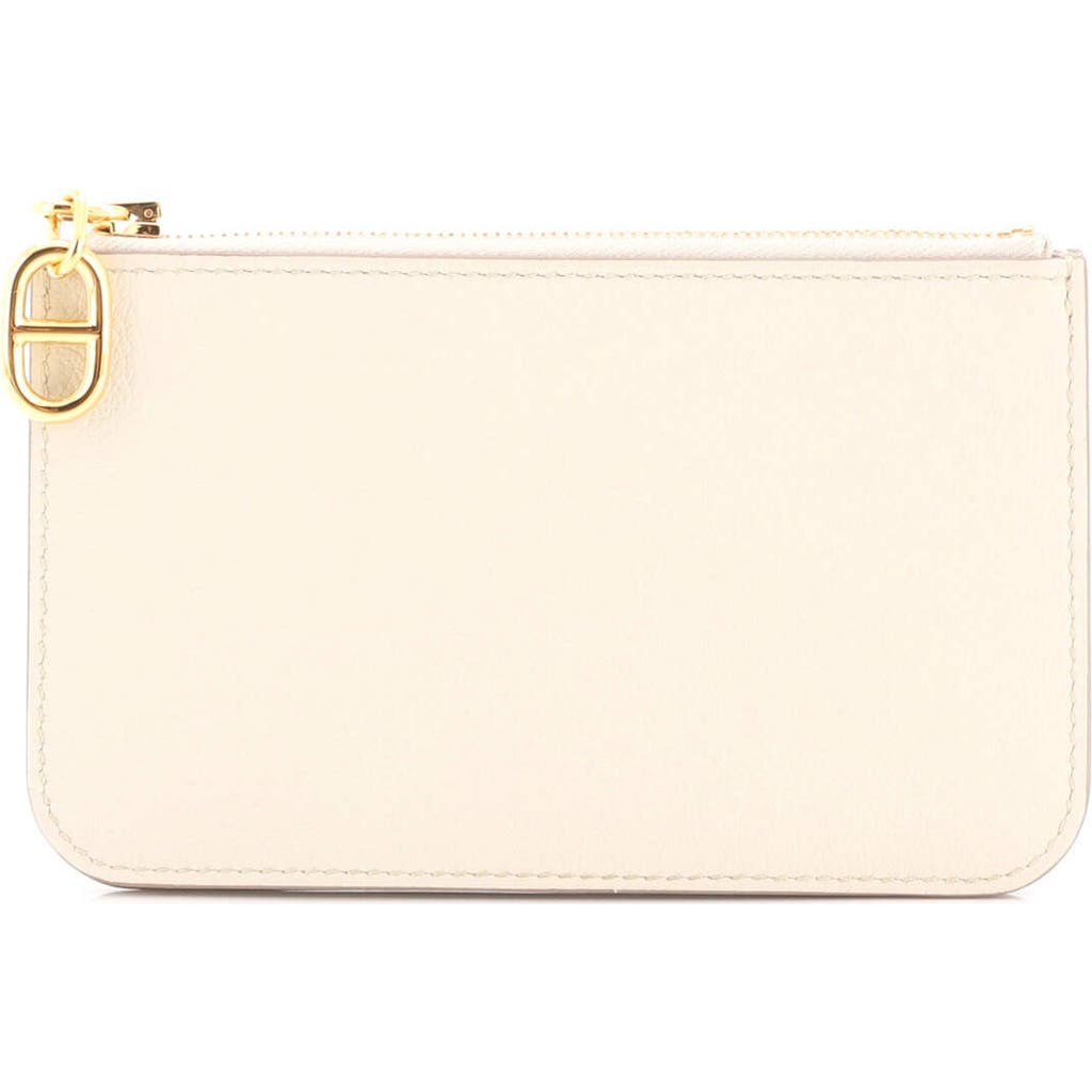 Pre-owned Hermes Hermes Zipengo Chaine D'ancre Zip Card Holder Leather In White