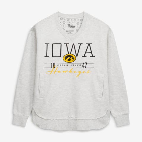 Women's Pressbox  Heather Gray Iowa Hawkeyes Marcus East Hall Poncho V-Neck Sweatshirt