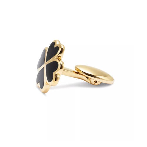 Jan Leslie Four Leaf Clover Sterling Silver Gold Vermeil Cufflinks In Gold
