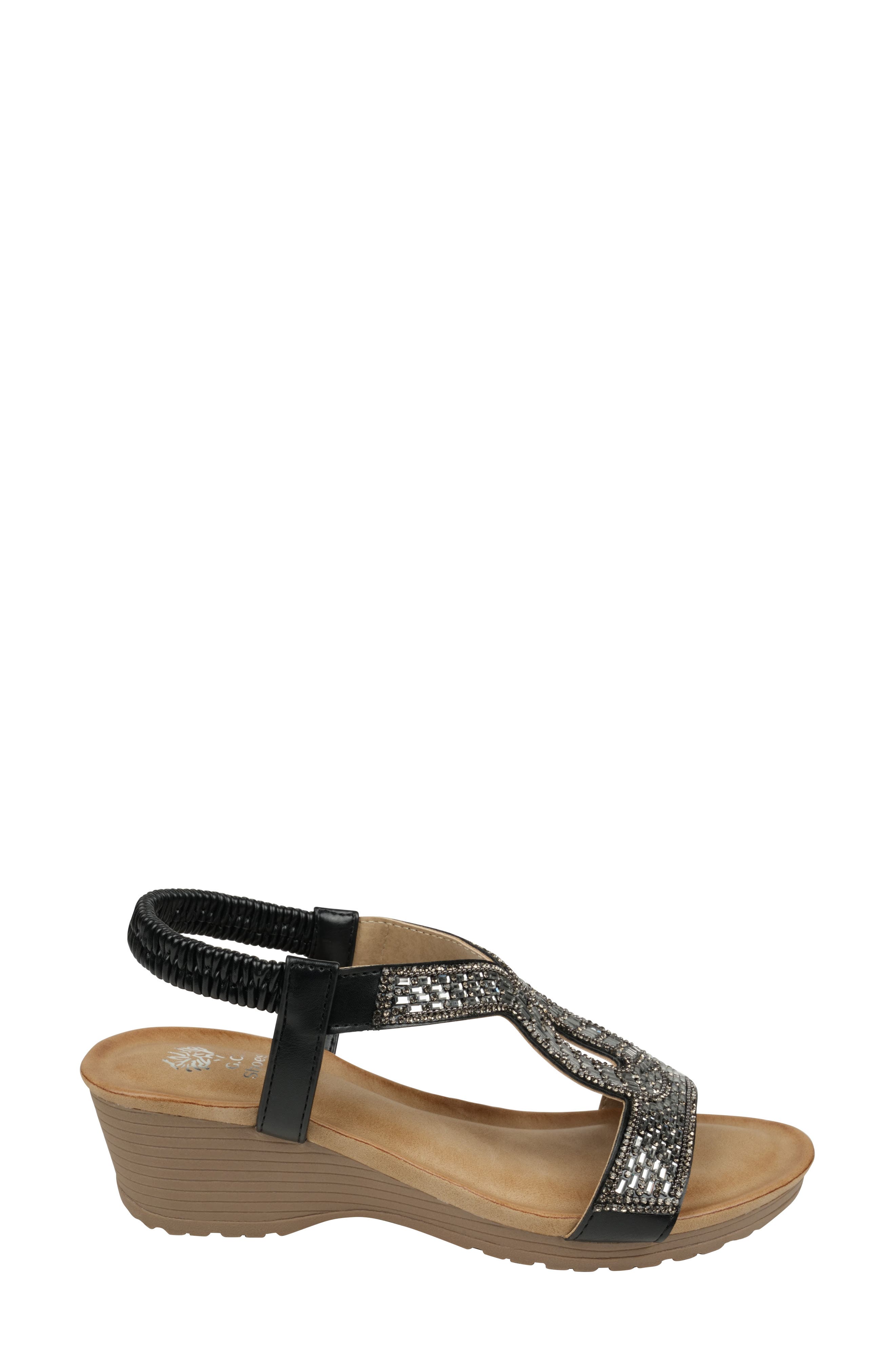 GOOD CHOICE NEW YORK Celestia Embellished Ankle Strap Wedge Sandal, Alternate, color, 