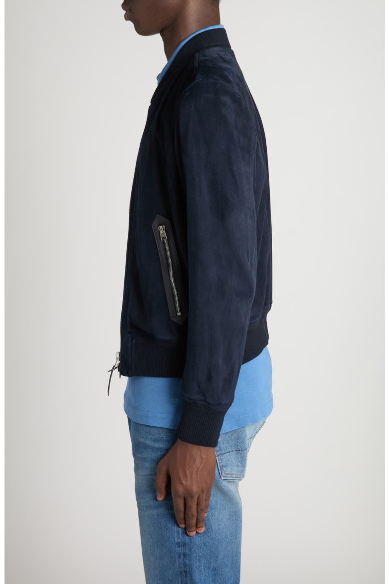 Suede Bomber Jacket, Alternate, color, HB841 DEEP INDIGO