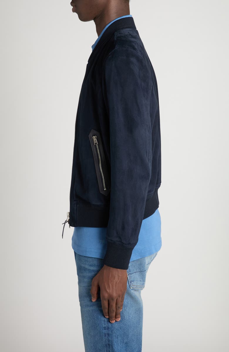 TOM FORD Suede Bomber Jacket, Alternate, color, Hb841 Deep Indigo