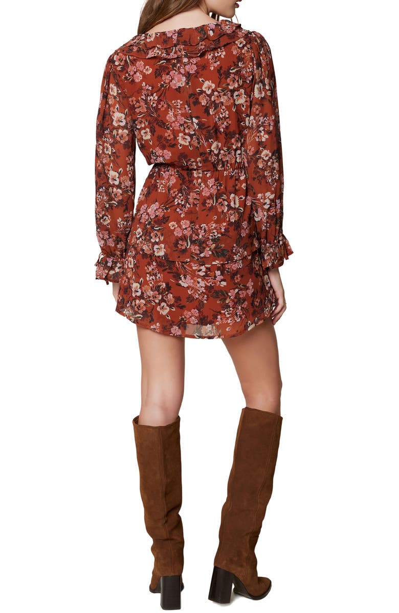 Lost + Wander Terracotta Bloom Long Sleeve Minidress, Alternate, color,