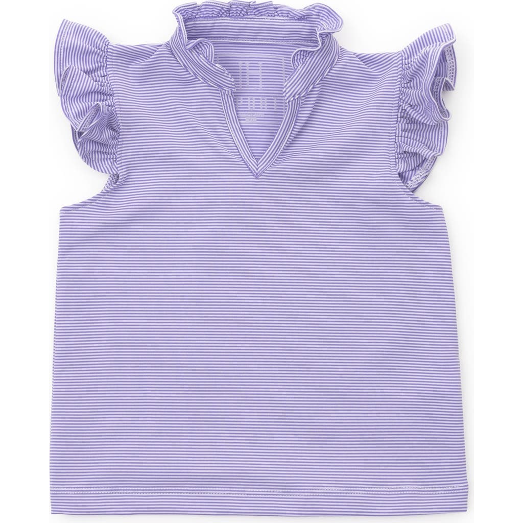 Lila And Hayes Kids' Ellie Girls' Sleeveless Ruffled Top By Lh Sport In Purple Stripes