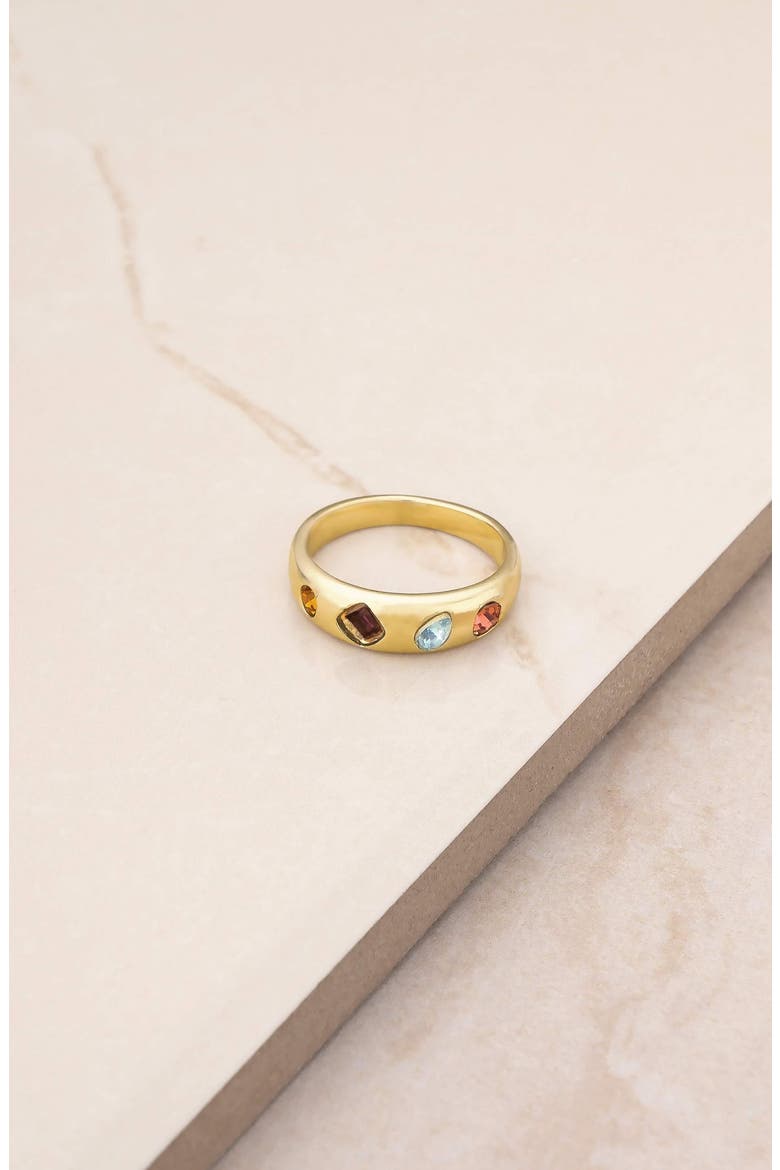 Rainbow Crystal Band Ring, Alternate, color, GOLD