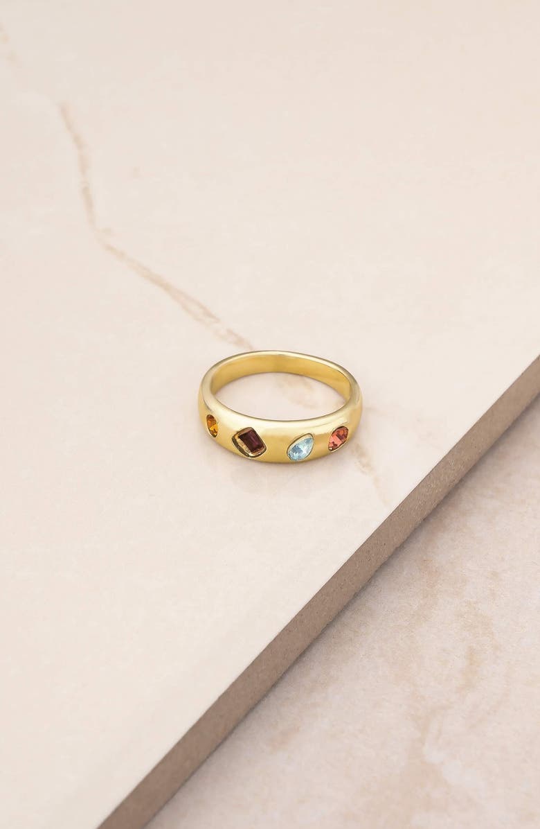 Ettika Rainbow Crystal Band Ring, Alternate, color, Gold