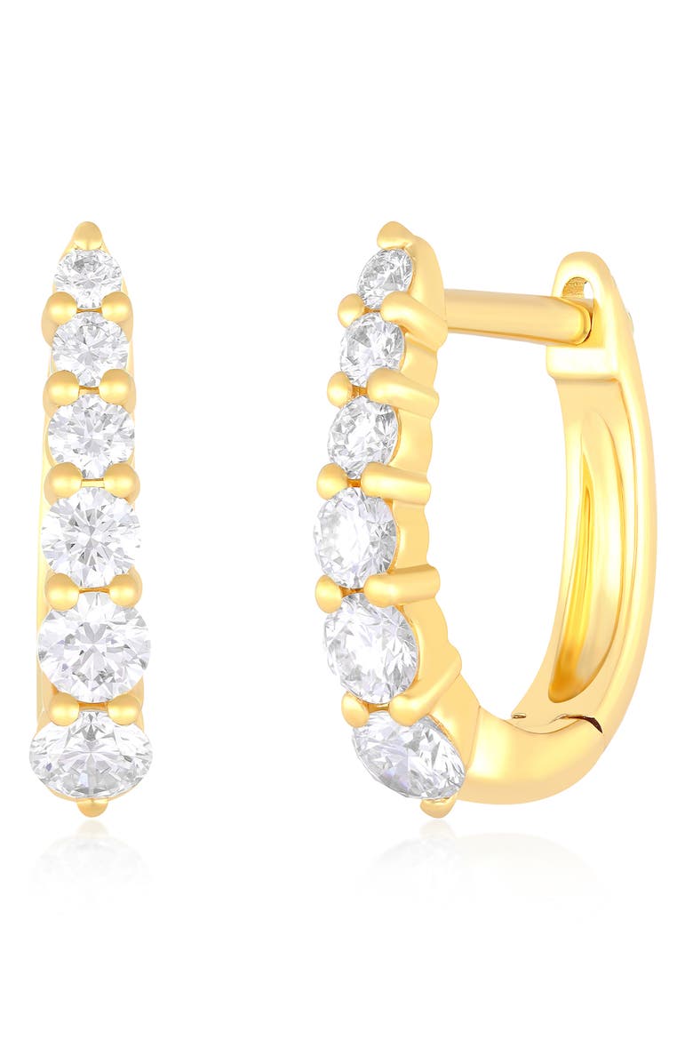 Mini Maeve Graduated Diamond Huggie Hoop Earrings, Main, color, GOLD