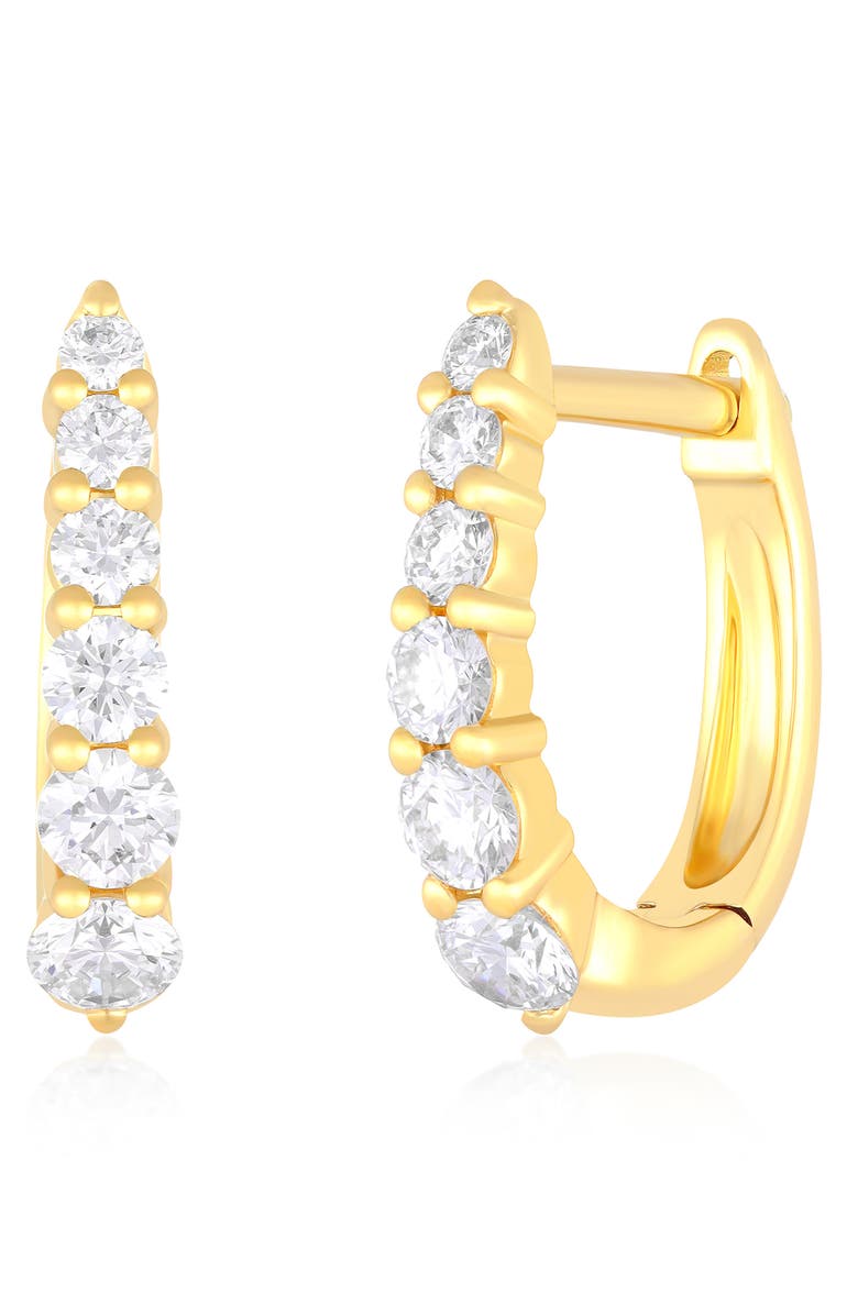EF Collection Mini Maeve Graduated Diamond Huggie Hoop Earrings, Main, color, Gold