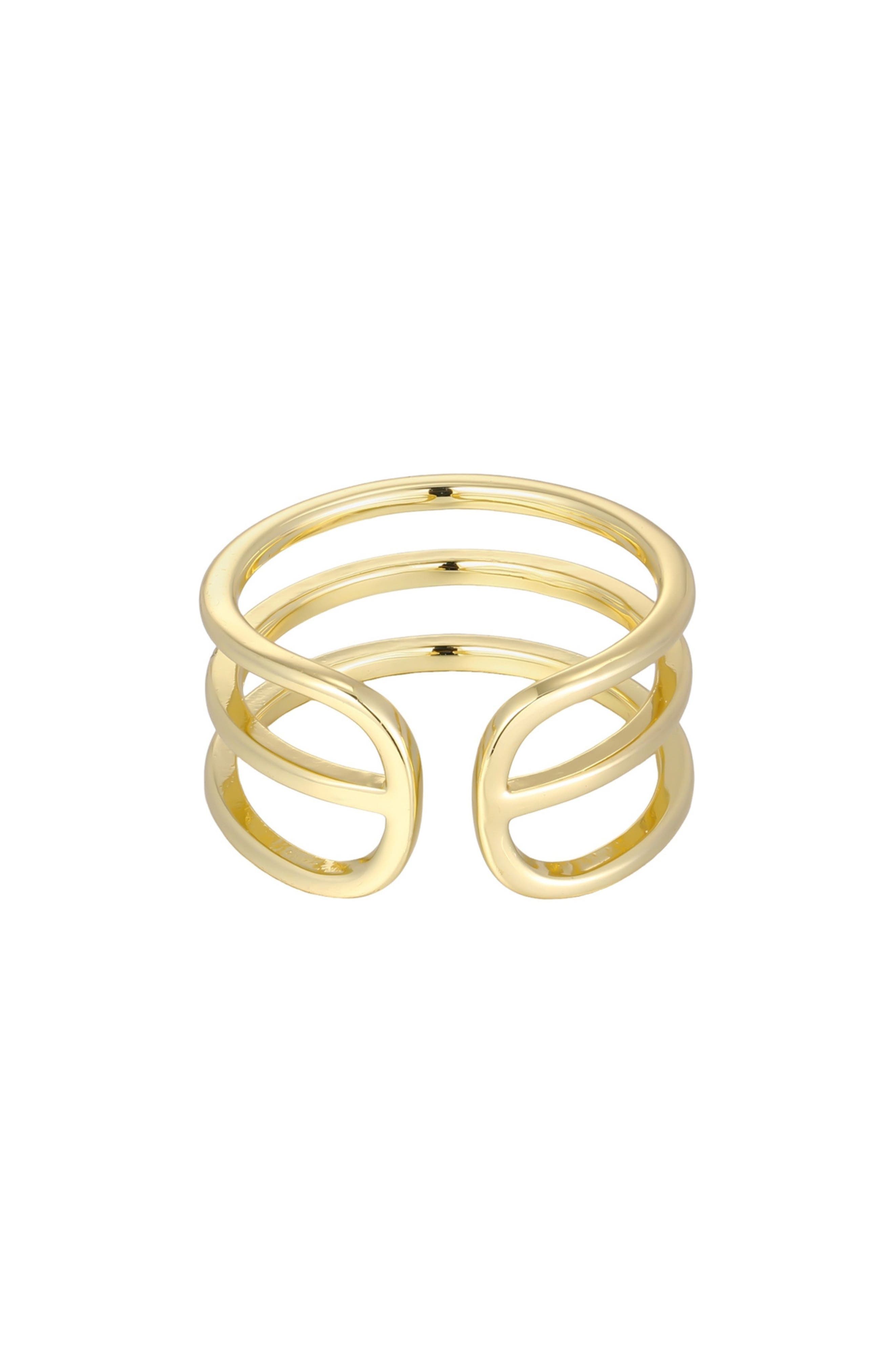 Adornia 14k Gold Plated Adjustable Triple Band Ring