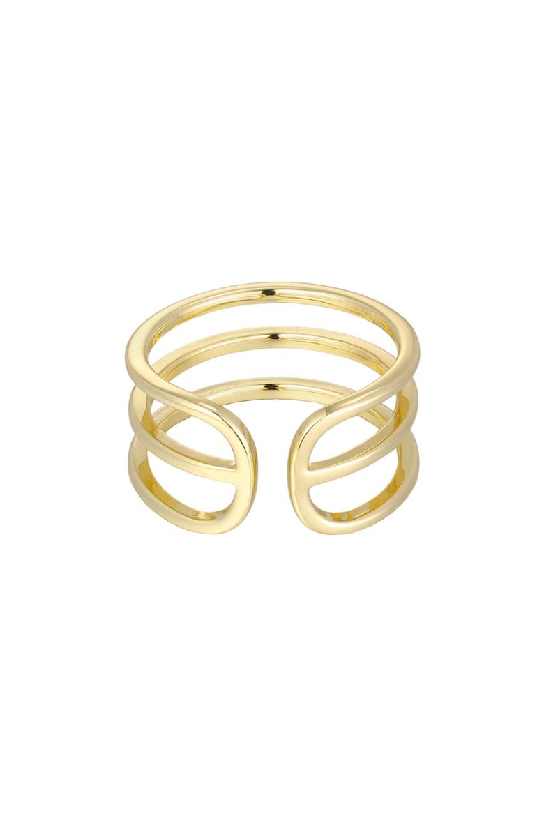14k Gold Plated Adjustable Triple Band Ring, Main, color, GOLD