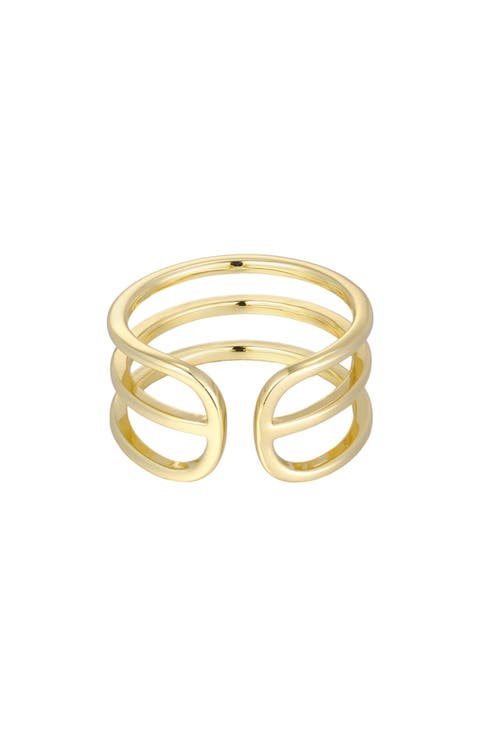 14k Gold Plated Adjustable Triple Band Ring