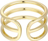 Adornia 14k Gold Plated Adjustable Triple Band Ring