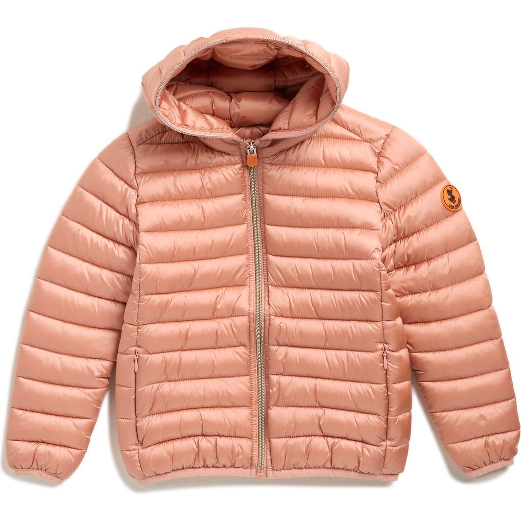 Save The Duck Kids' Iris Hooded Puffer Jacket In Brown