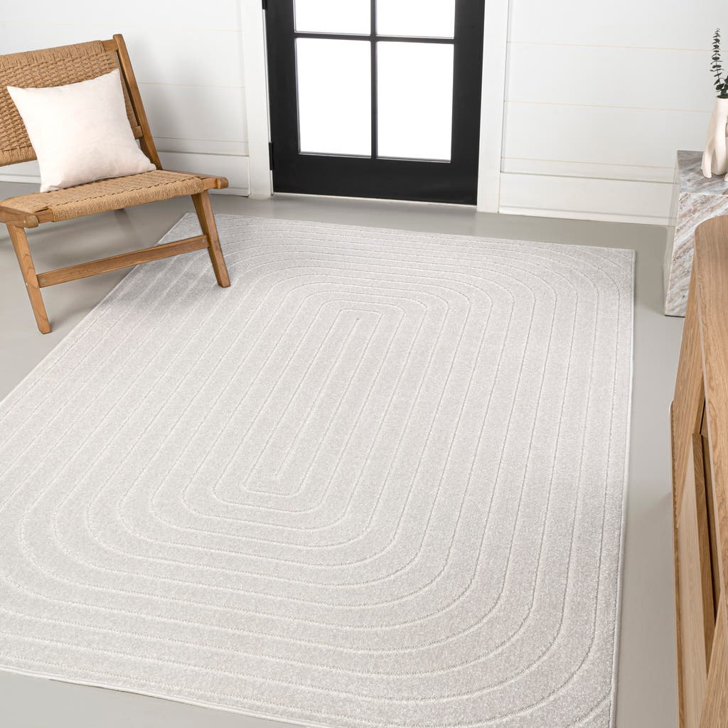 Jonathan Y Freya High-low Modern Scandinavian Arch Stripe Monotone Indoor/outdoor Area Rug In Ivory