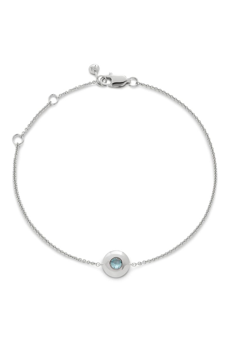 March Birthstone Chain Bracelet, Main, color, STERLING SILVER / AQUAMARINE