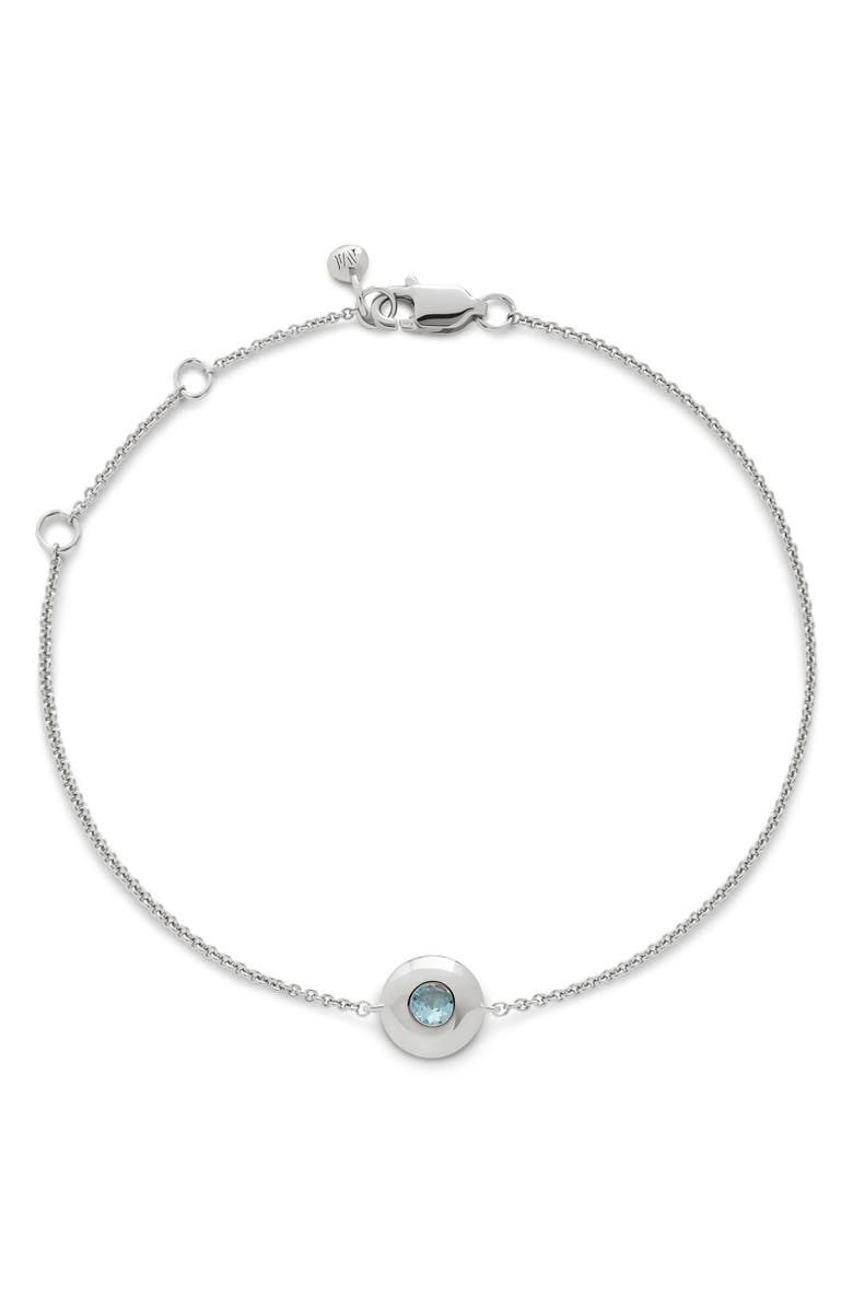 Monica Vinader March Birthstone Chain Bracelet, Main, color, Sterling Silver / Aquamarine