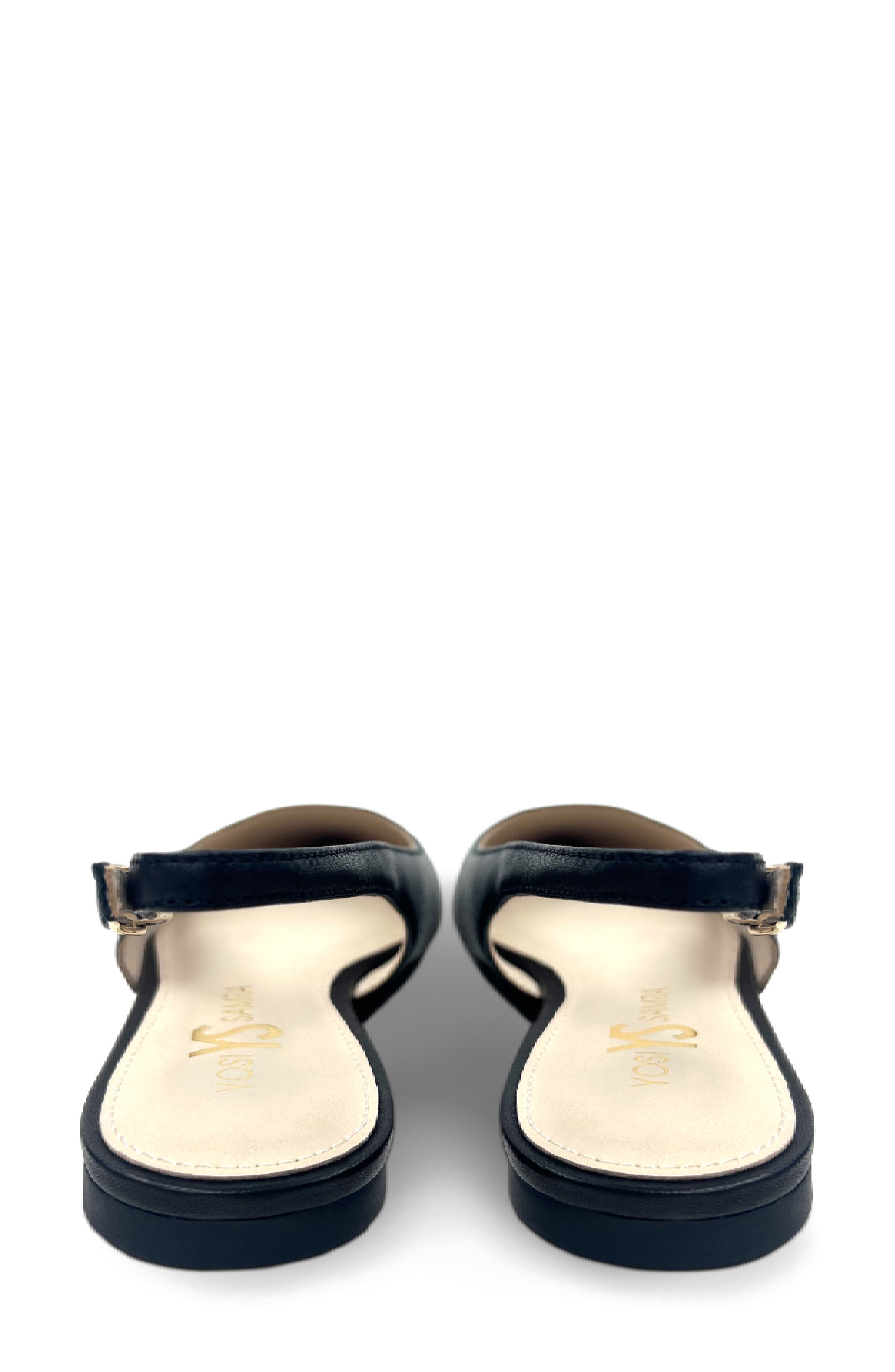 Yosi Samra Vera Pointed Toe Slingback Flat, Alternate, color, Black Nappa