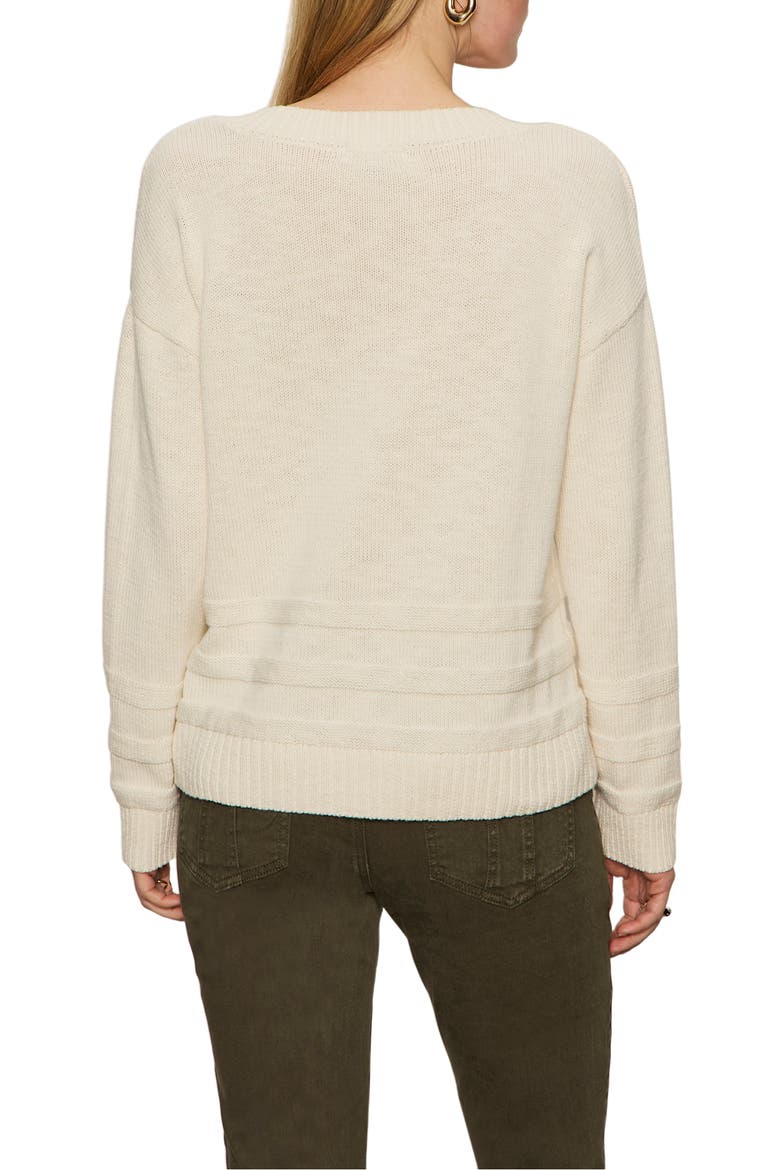 V-Neck Cotton Sweater, Alternate, color, CHALK WHITE
