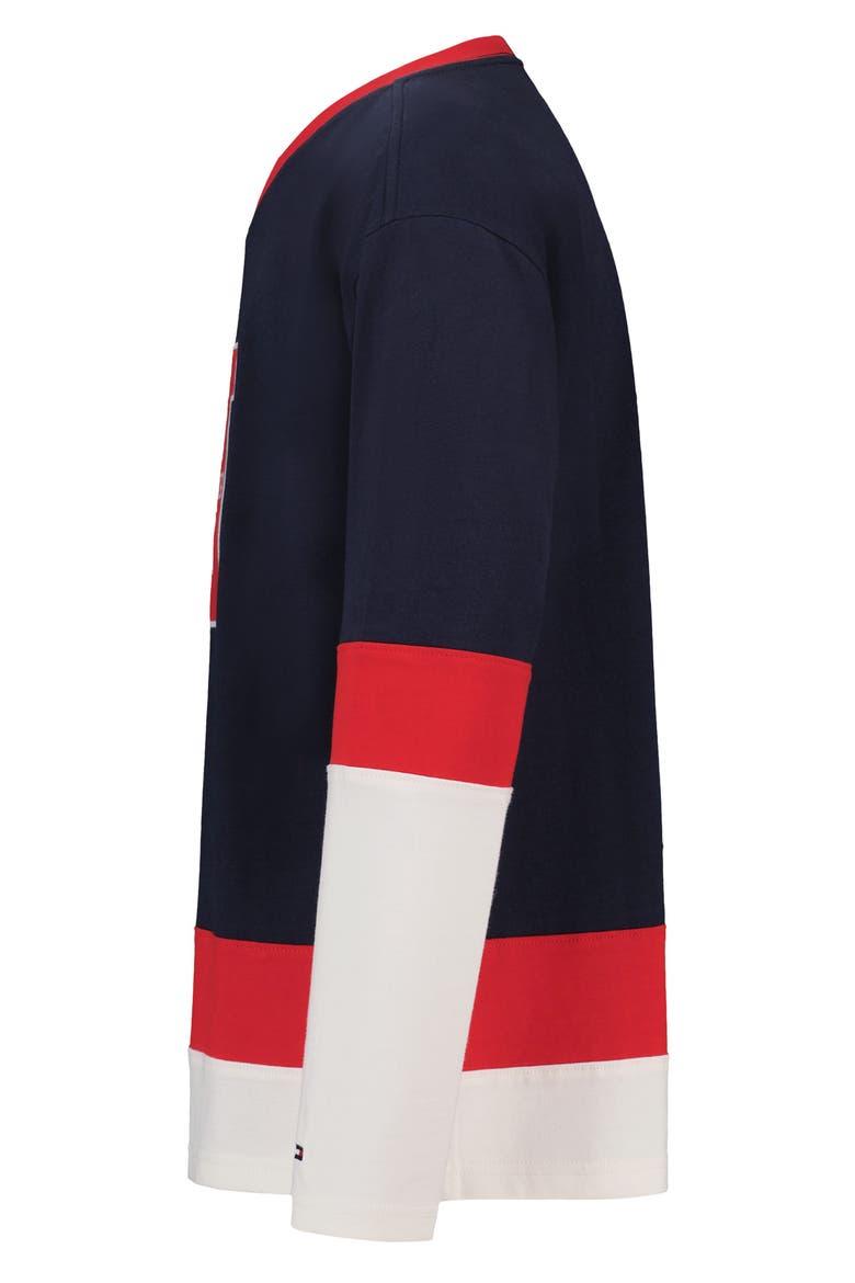 Kids' H Team Jersey Long Sleeve Cotton Top, Alternate, color, NAVY BLAZER
