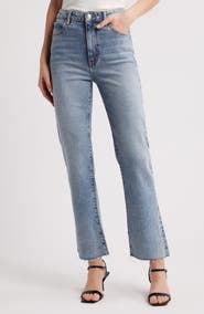 FRAME The Ruler Raw Hem High Waist Ankle Straight Leg Jeans
