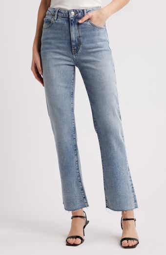 FRAME The Ruler Raw Hem High Waist Ankle Straight Leg Jeans