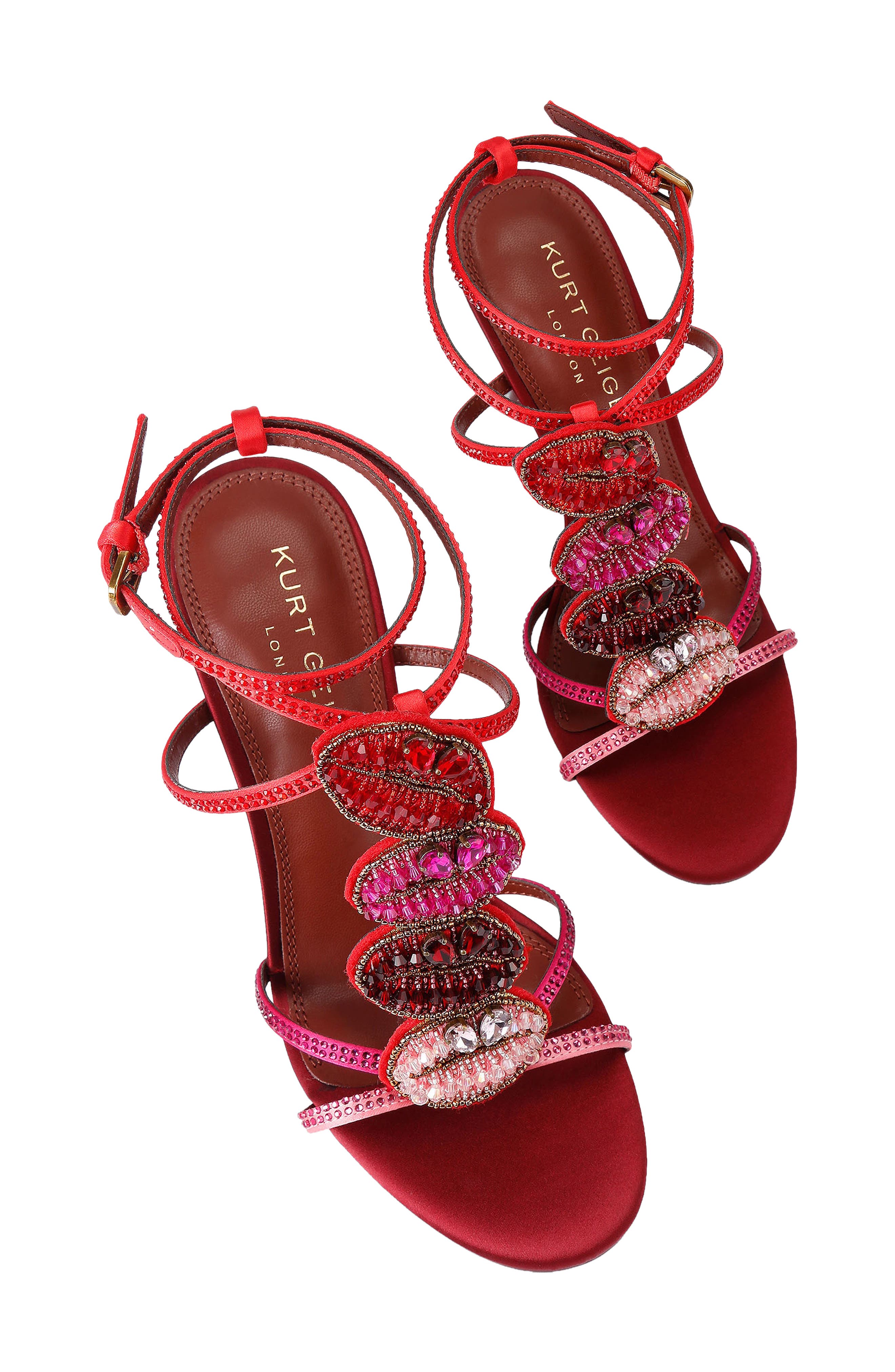 Kurt Geiger London Kiss Crystal Embellished Ankle Strap Stiletto Sandal, Alternate, color, 