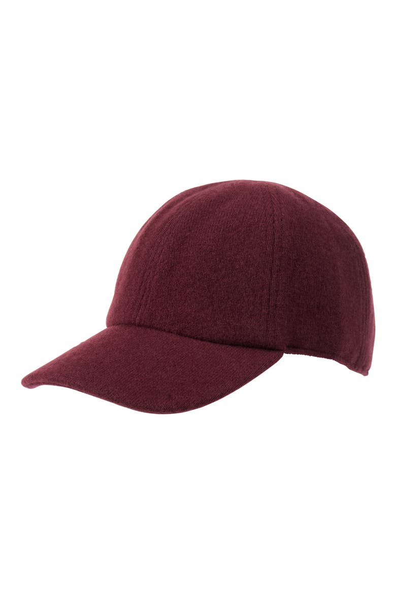 Wool & Cashmere Faux Shearling Lined Knit Baseball Cap, Main, color, BORDEAUX