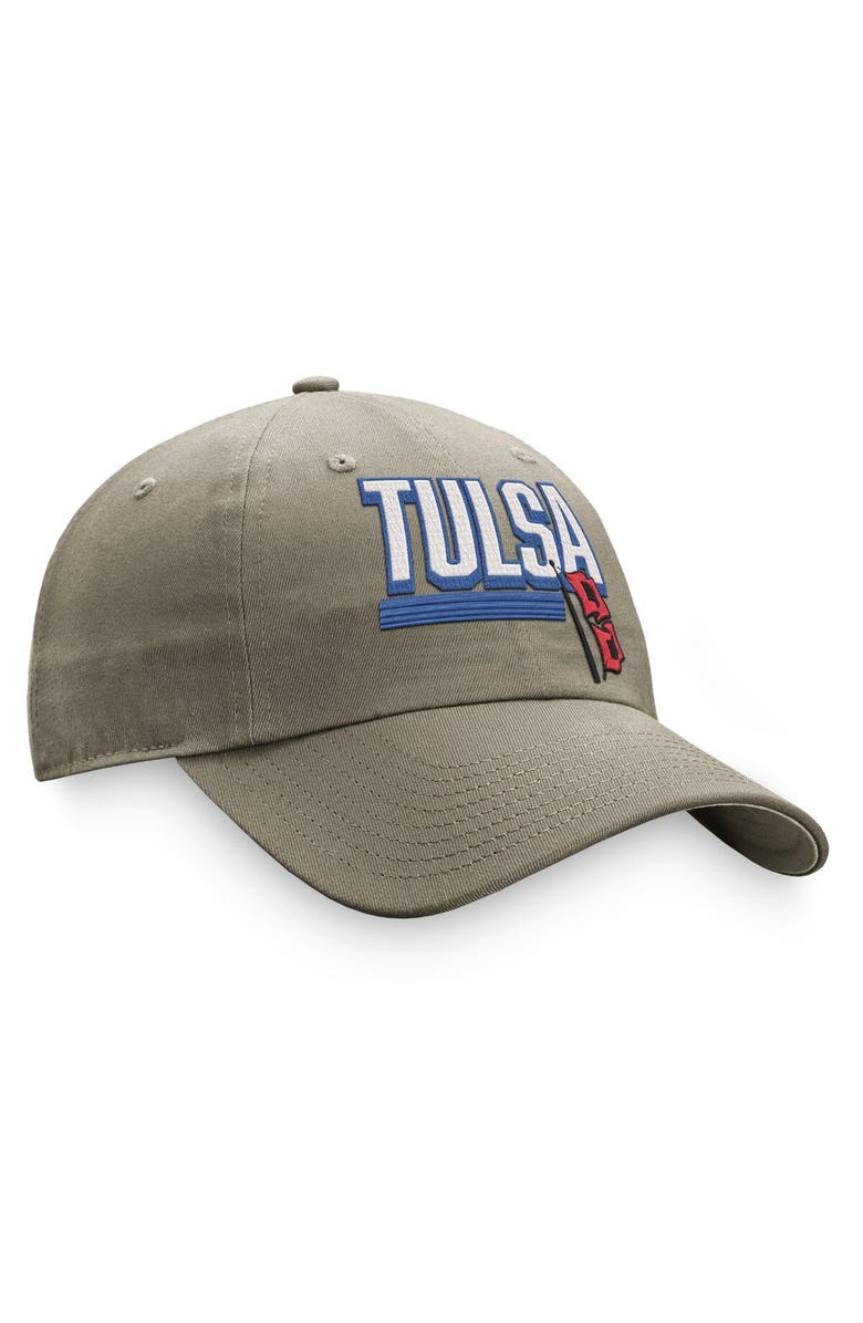TOP OF THE WORLD Men's Top of the World Khaki Tulsa Golden Hurricane Slice Adjustable Hat, Alternate, color, Khaki