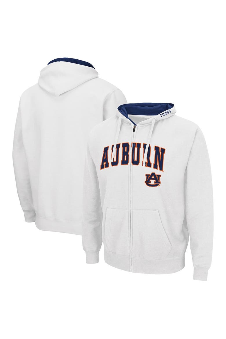 Men's Colosseum White Auburn Tigers Arch & Logo 3.0 Full-Zip Hoodie, Main, color, White