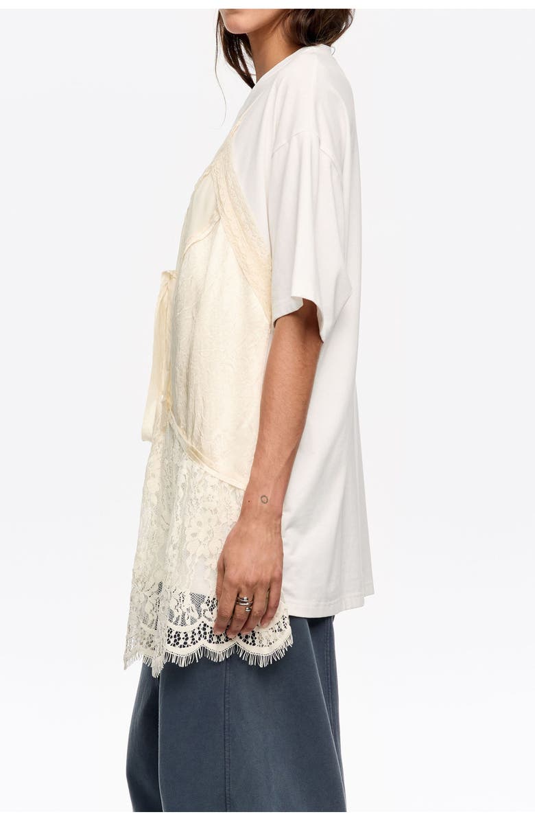Bimba y Lola Layer Lace T-Shirt Top, Alternate, color, Ivory