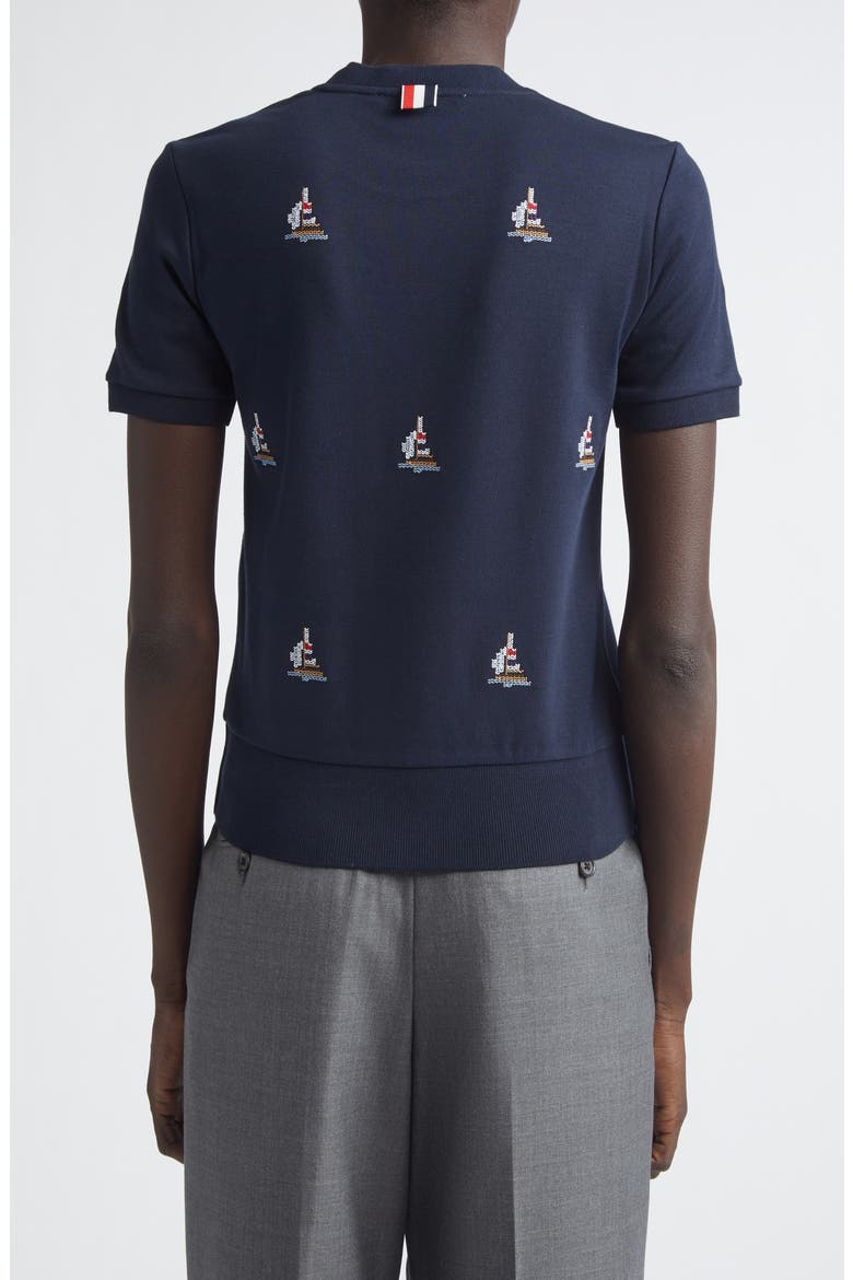 Sailboat Cotton Blouson T-Shirt, Alternate, color, NAVY