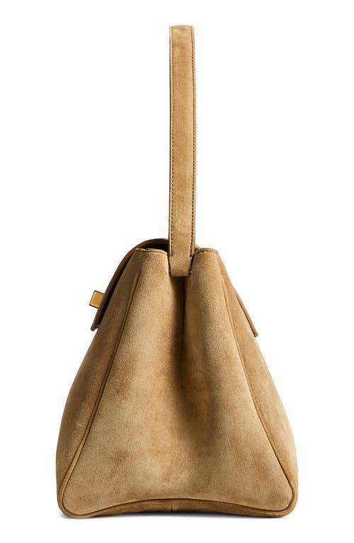 Khaite Audrey Suede Top Handle Bag In Brown