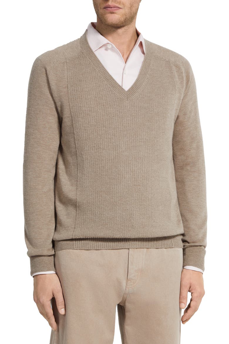 Oasi V-Neck Cashmere Sweater, Main, color, LIGHT TAUPE