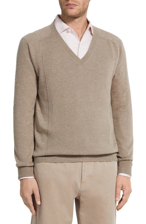 Zegna Oasi V-neck Ribbed Cashmere Sweater In Brown