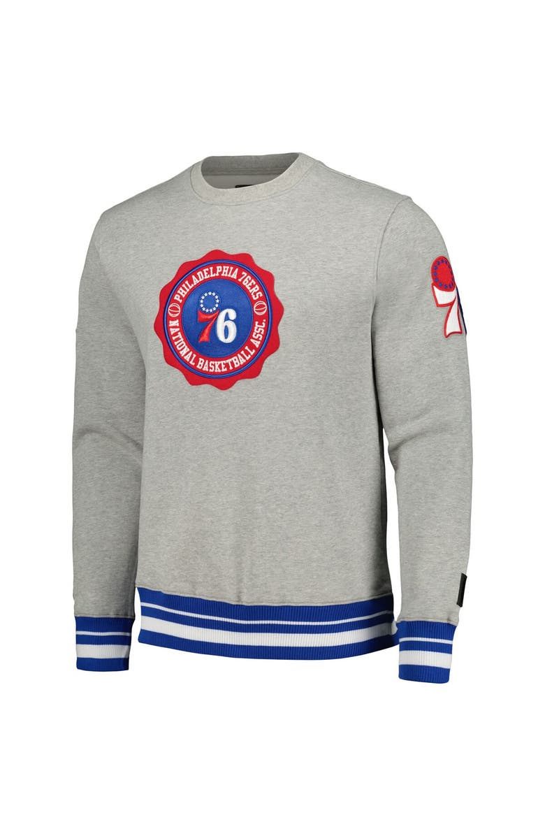 PRO STANDARD Men's Pro Standard Heather Gray Philadelphia 76ers Crest Emblem Pullover Sweatshirt, Alternate, color,