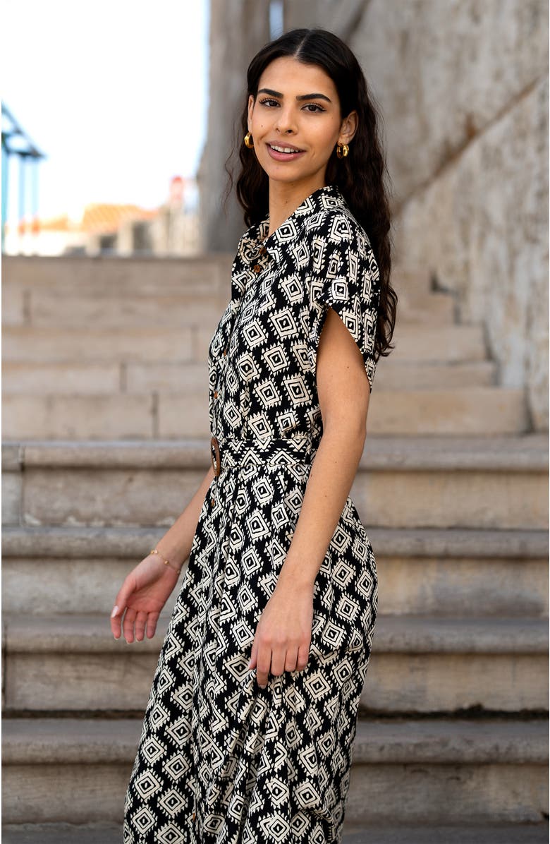 Yumi Midi Shirt Dress With Matching Belt, Alternate, color, Black